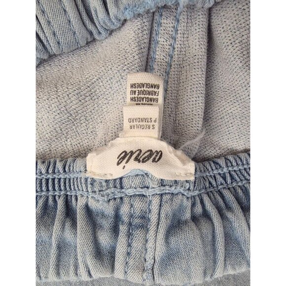 Aerie Me-Day Tie Waist Pant Y2K pull on jeans wide leg Light Blue Small A001483 - Picture 7 of 8